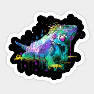 Colorful Iguana Art Sticker